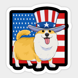 Pembroke Welsh Corgi 4th Of July Sticker